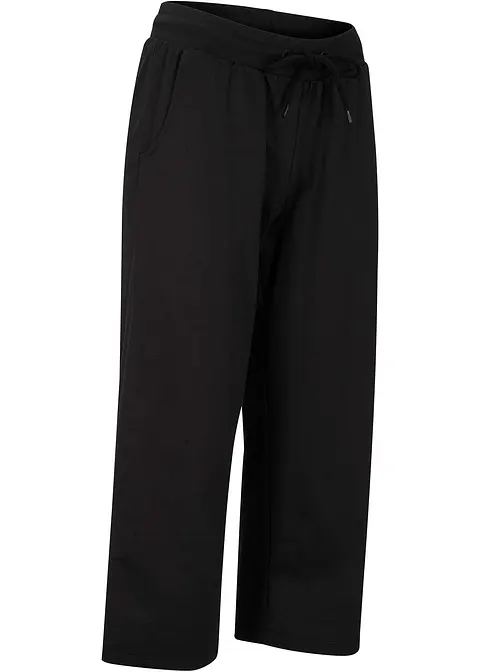 Jogginghose aus reiner Bio-Baumwolle in schwarz von vorne - bonprix
