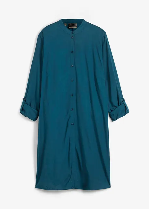 Viskose Longbluse in petrol von vorne - bonprix