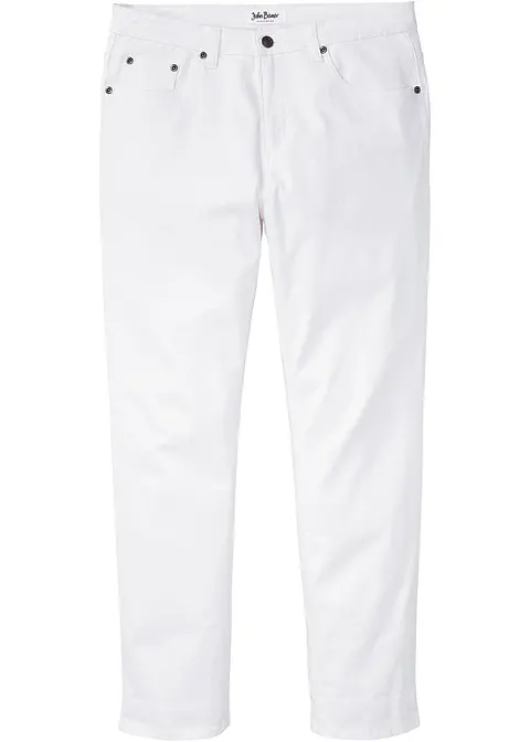 Classic Fit Stretch-Jeans, Tapered in weiß von vorne - bonprix