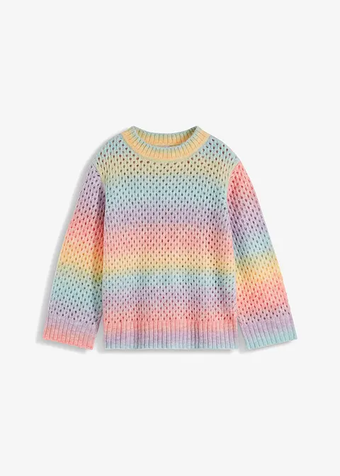 Ajour-Pullover mit Farbverlauf in rosa von vorne - bonprix