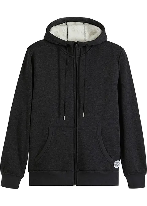 Thermo-Sweatjacke in schwarz von vorne - bonprix