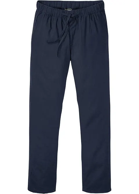 Regular Fit Chino-Schlupfhose mit Leinenanteil, Straight in blau von vorne - bonprix