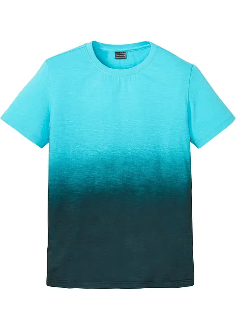 T-Shirt aus reiner Baumwolle, Slim Fit in blau von vorne - bonprix
