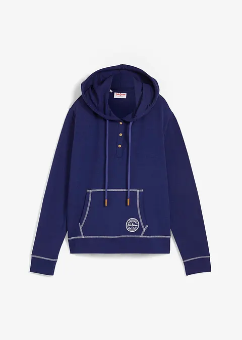 Boxy-Kapuzensweatshirt in blau von vorne - bonprix