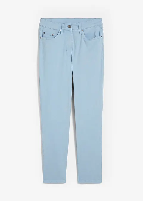 Verkürzte Twill-Hose im Used-Look in blau von vorne - bonprix