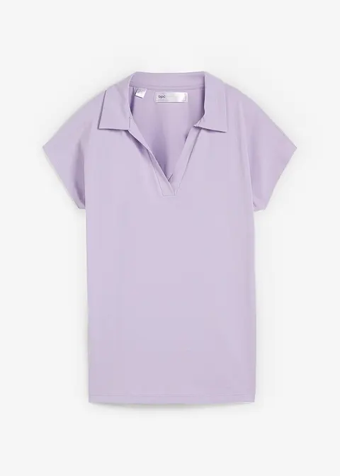 Shirt mit offenem Polokragen in lila von vorne - bonprix