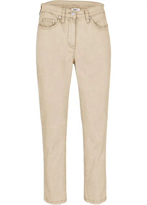 Verkürzte Twill-Hose im Used-Look in beige von vorne - bonprix