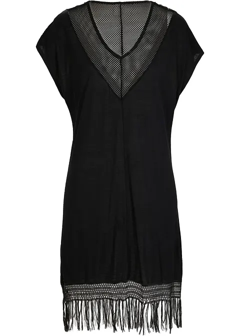 Transparentes Strandkleid aus Viskose in schwarz von vorne - bonprix