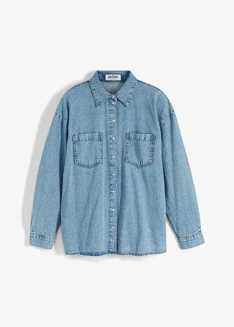 Jeanshemd, Oversized in blau von vorne - bonprix