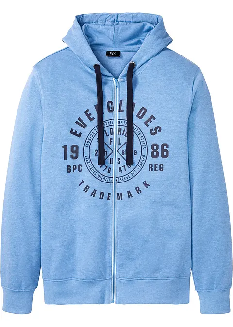 Kapuzen-Sweatjacke mit Komfortschnitt in blau von vorne - bonprix