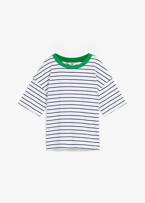Gestreiftes T-Shirt in weiß von vorne - bonprix