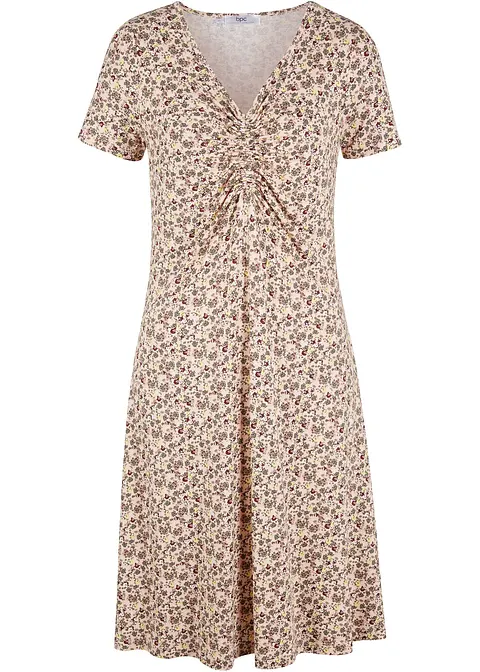 Knieumspielendes Jerseykleid aus Viskose-Mix in orange von vorne - bonprix
