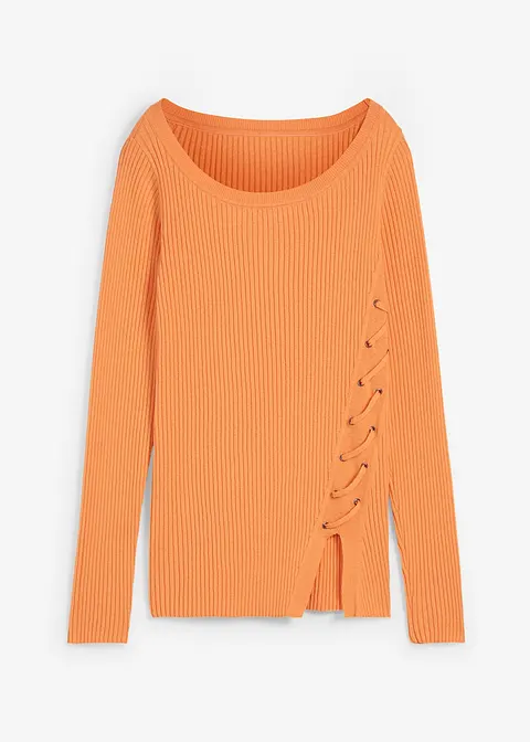 Pullover mit Seidenanteil in orange von vorne - bonprix PREMIUM