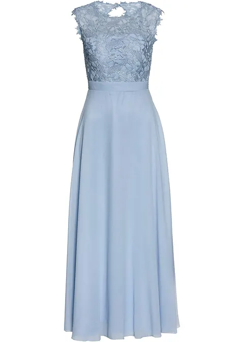 Abend-Maxikleid mit Spitze in blau von vorne - bonprix