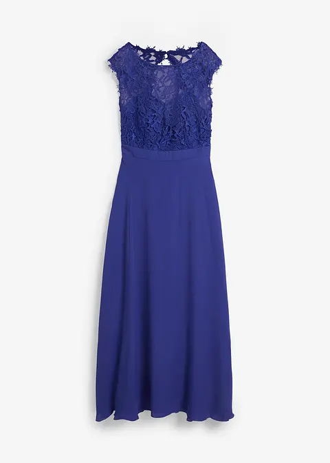 Abend-Maxikleid mit Spitze in blau von vorne - bonprix