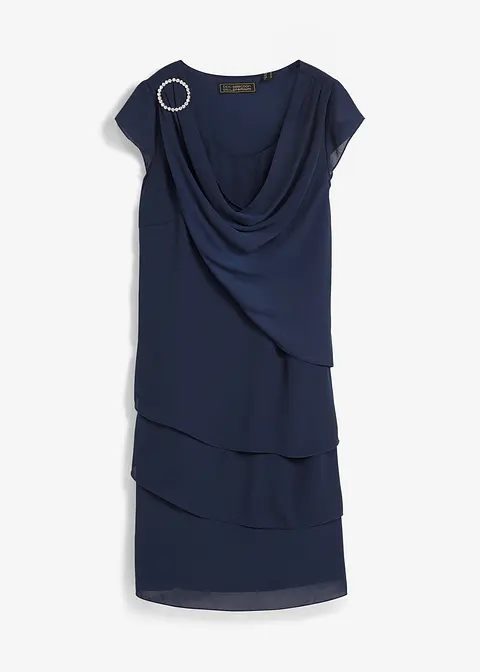 Chiffonkleid im Lagenlook in blau von vorne - bonprix