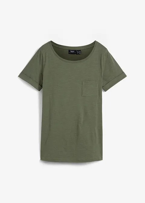 T-Shirt aus reiner Bio-Baumwolle in grün von vorne - bonprix