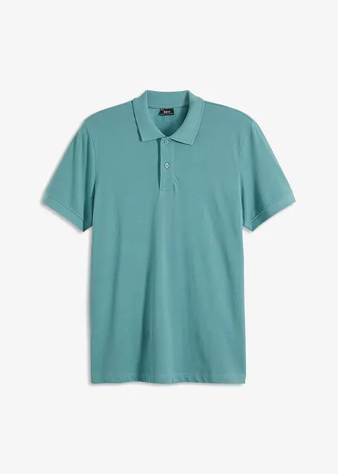 Pique-Poloshirt, Kurzarm in blau von vorne - bonprix