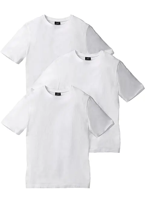 T-Shirt (3er Pack) in weiß von vorne - bonprix