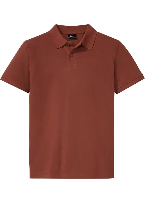 Pique-Poloshirt, Kurzarm in braun von vorne - bonprix