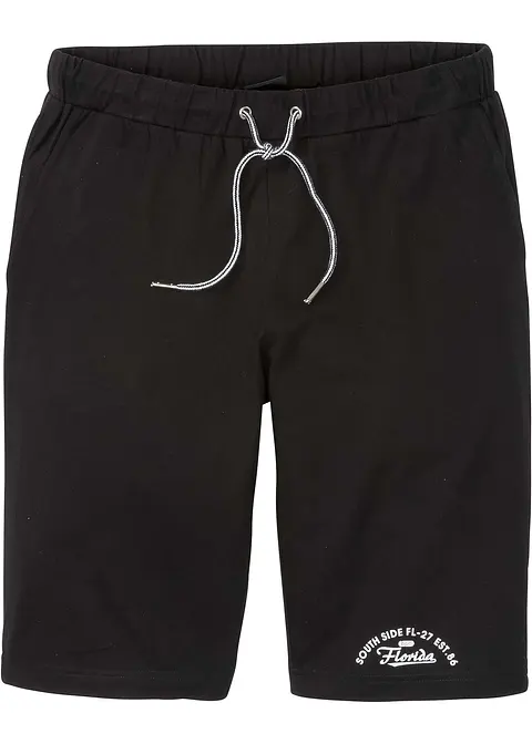 Jersey-Bermuda aus reiner Bio-Baumwolle in schwarz von vorne - bonprix
