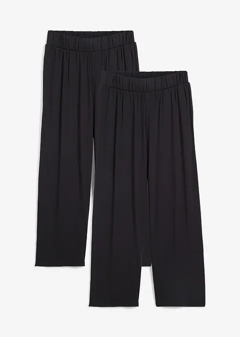 7/8- Shirthose, High-Waist, 2er-Pack in schwarz von vorne - bonprix