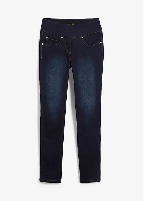 Megastretchjeans mit Bequembund in blau von vorne - bonprix