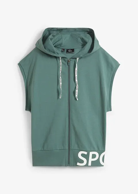 Ärmellose Sport-Shirtjacke mit Kapuze in grün von vorne - bpc bonprix collection