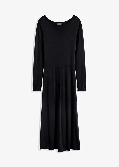 Maxi-Strickkleid in schwarz von vorne - bonprix