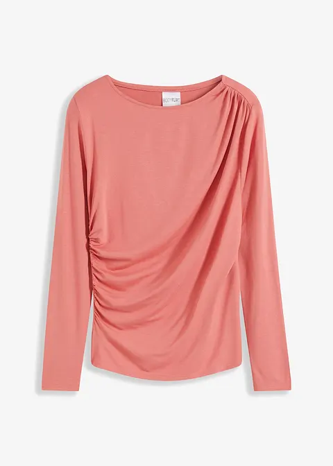 Shirt mit Raffungen in rosa von vorne - BODYFLIRT