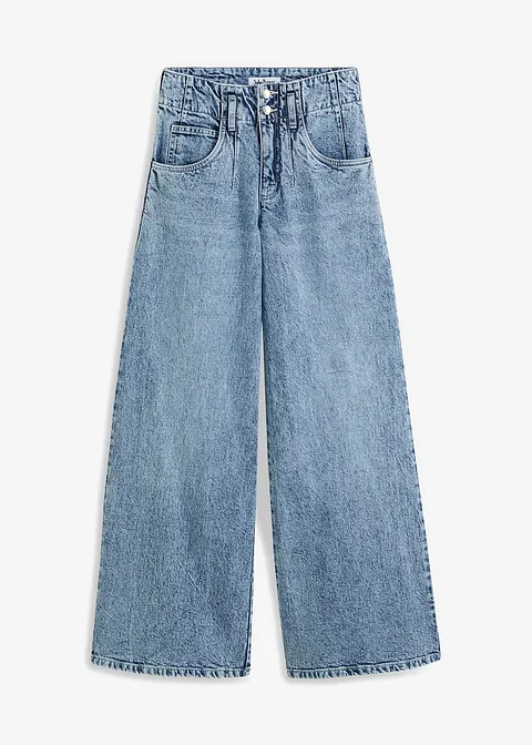 Wide Leg Jeans High Waist in blau von vorne - John Baner JEANSWEAR