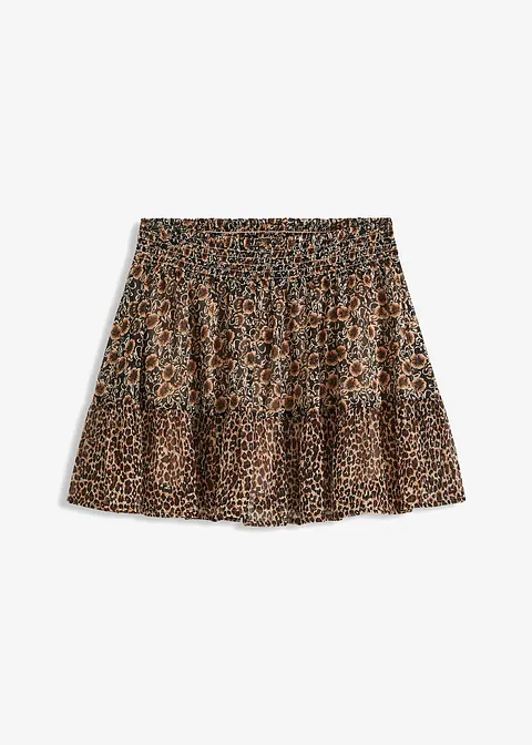 Kurzer Rock aus Chiffon in beige von vorne - bonprix