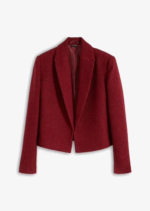 Bouclé-Kurzblazer in rot von vorne - bonprix