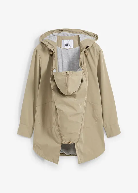 Leichte 3-in-1 Umstandsjacke mit Trageeinsatz in beige von vorne - bonprix