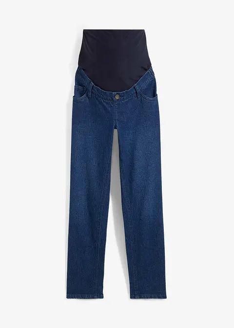 Umstandsjeans aus Baumwolle, Mom-Fit in blau von vorne - bonprix