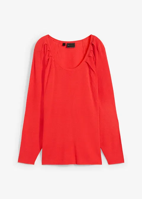 Feinstrick Pullover in rot von vorne - bonprix