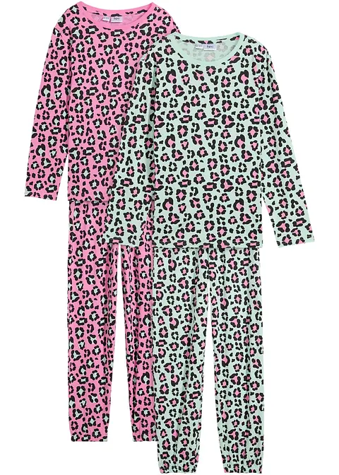 Mädchen Pyjama (4-tlg. Set) in pink von vorne - bonprix