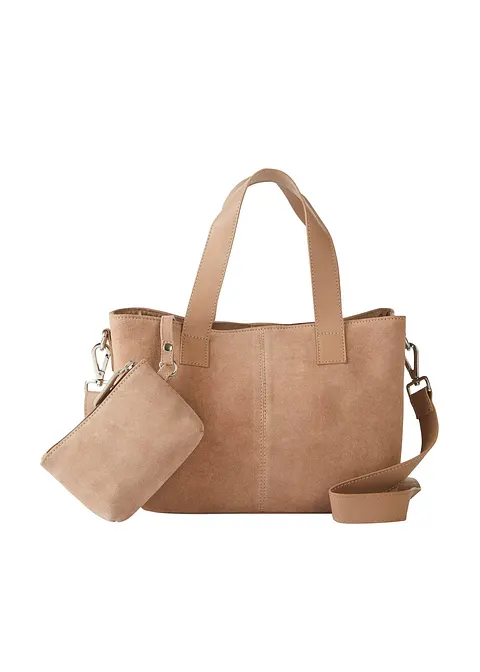 Lederhandtasche in braun von vorne - bpc bonprix collection