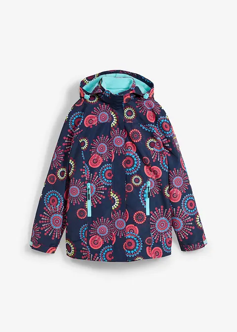 wasserdichte 3 in 1 Funktions-Jacke mit Kapuze in blau von vorne - bonprix