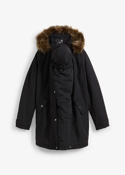 3-in-1 Funktions-Umstandsjacke und Tragejacke in schwarz von vorne - bonprix