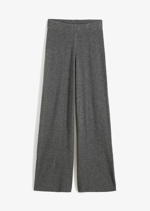 Gerippte Palazzo-Hose in grau von vorne - bonprix