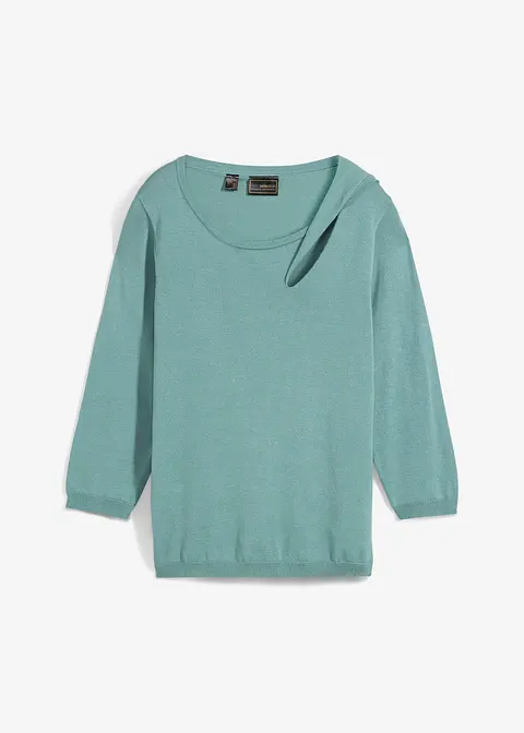 Pullover mit Detail in blau von vorne - bonprix