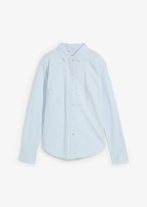 Essential Oxford-Bluse, Slim Fit in blau von vorne - bonprix