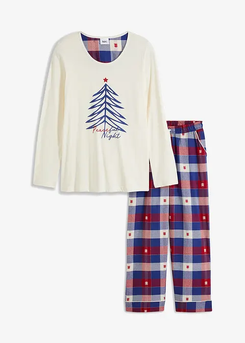 Pyjama mit Flanellhose in rot von vorne - bonprix