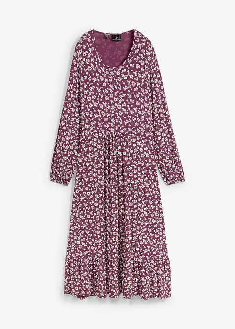 Jerseykleid aus fließendem Viskose-Mix in lila von vorne - bonprix