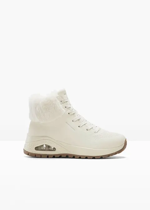 Skechers Schnür Boot mit Memory Foam in beige von vorne - Skechers