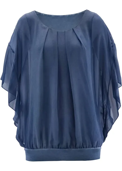 Chiffonbluse mit Untertop in blau von vorne - bonprix
