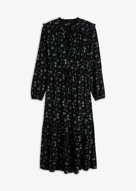 bedrucktes Midikleid in schwarz von vorne - bonprix
