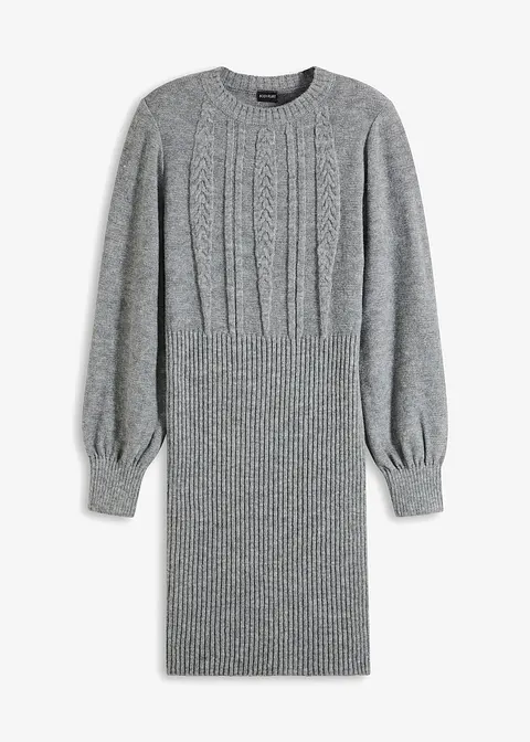 Strickkleid in grau von vorne - bonprix