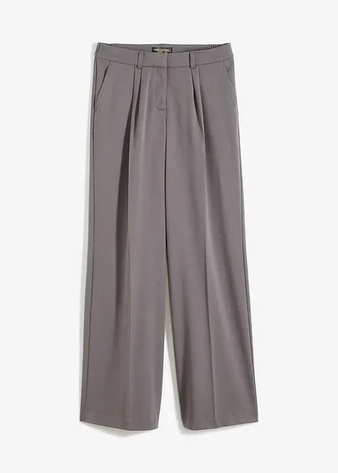 Weite Bundfaltenhose in grau von vorne - bonprix